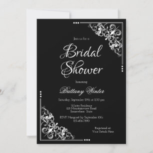 Elegant Black and White Bridal Shower Invitation