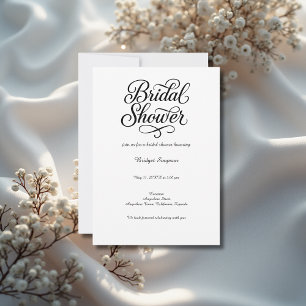 Elegant Black and White Bridal Shower Script Invitation