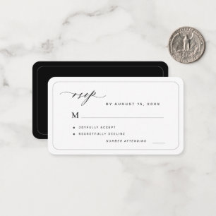 Elegant black and white budget wedding RSVP Card