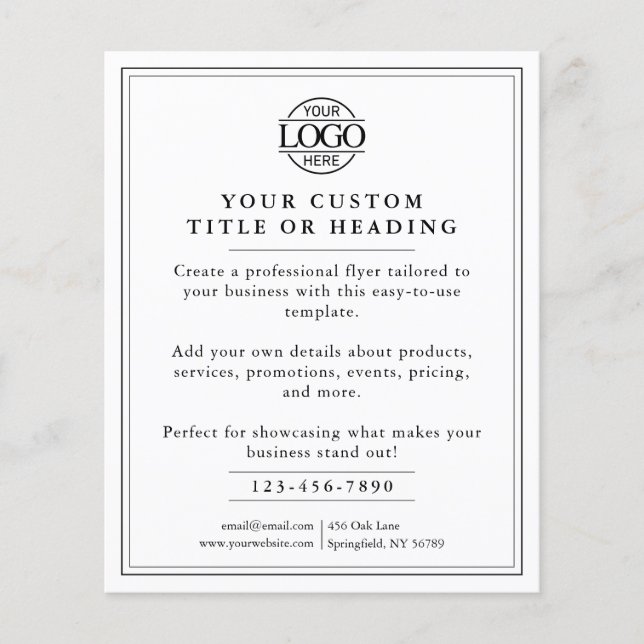 Elegant Black and White Business Logo Promotional Flyer (Front)