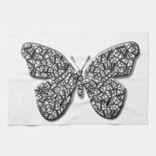 Elegant Black And White  Butterfly Tea Towel