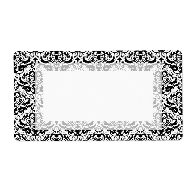 Elegant Black and White Calligraphic Damask (Front)