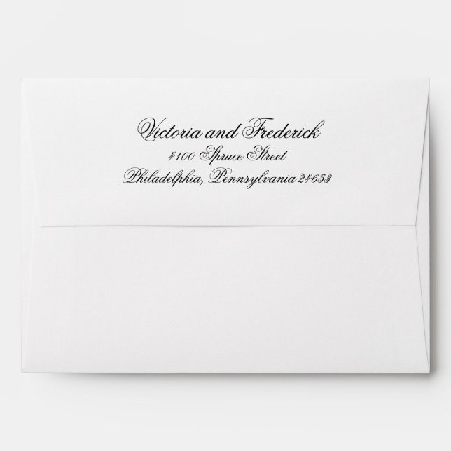 Elegant Black and White Calligraphy Formal Wedding Envelope (Back (Top Flap))
