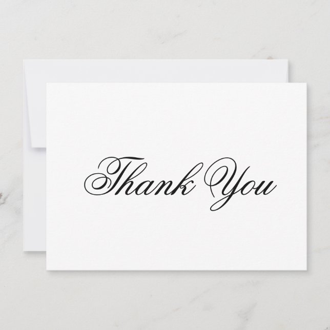 Elegant Black and White Calligraphy Formal Wedding Thank You Card (Front)