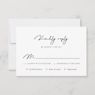Elegant Black and White Calligraphy RSVP Card