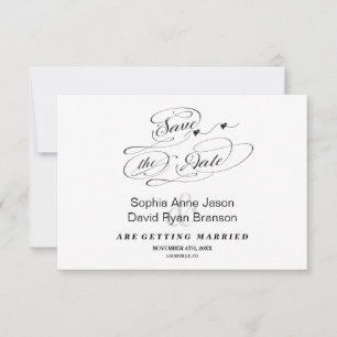 Elegant Black and White Calligraphy Save The Date