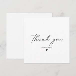 Elegant Black and White Calligraphy Script Heart Thank You Card