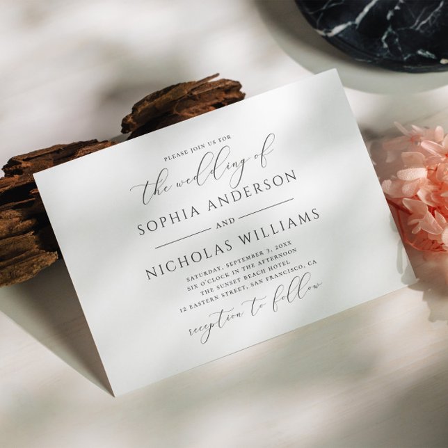 Elegant black and white calligraphy script wedding invitation (Creator Uploaded)