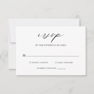 Elegant Black and White Calligraphy Simple Wedding RSVP Card