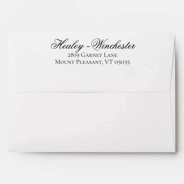 Elegant Black and White Calligraphy Wedding Envelope (Back (Top Flap))