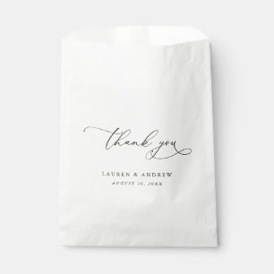 Elegant Black and White Calligraphy Wedding Favour Bags
