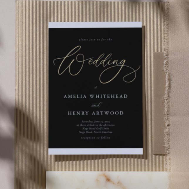 Elegant Black and White Calligraphy Wedding Gold (Creator Uploaded)