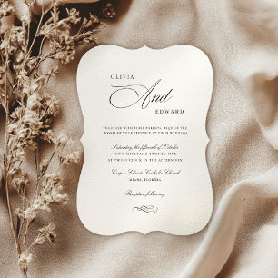 Elegant Black and White Calligraphy Wedding Invitation