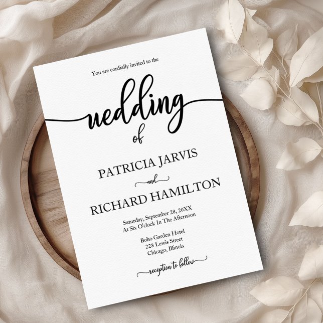 Elegant Black And White Calligraphy Wedding Invitation (Creator Uploaded)