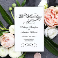 Elegant Black and White Calligraphy Wedding Progra