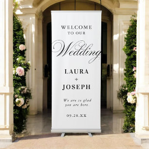 Elegant Black and White Calligraphy Wedding Retractable Banner
