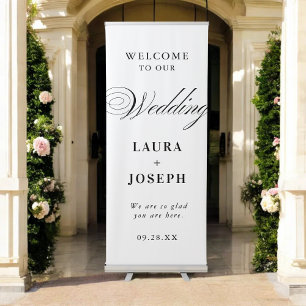Elegant Black and White Calligraphy Wedding Retractable Banner