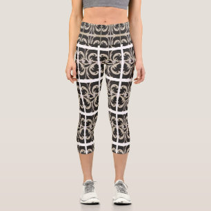 Elegant Black and White Capri Leggings