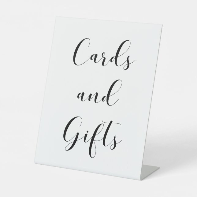 Elegant Black and White Cards & Gifts Wedding Pedestal Sign (Front)