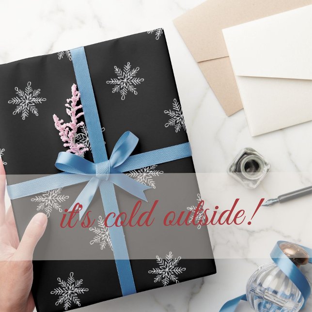 Elegant Black and White Chalk Snowflakes Wrapping Paper (Creator Uploaded)