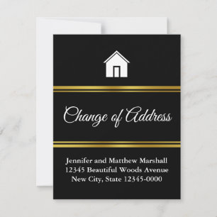Elegant Black and White Change of Address Announcement