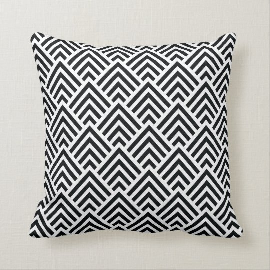 Elegant Black and White Chevron Geometric Pattern Cushion Zazzle.co.uk