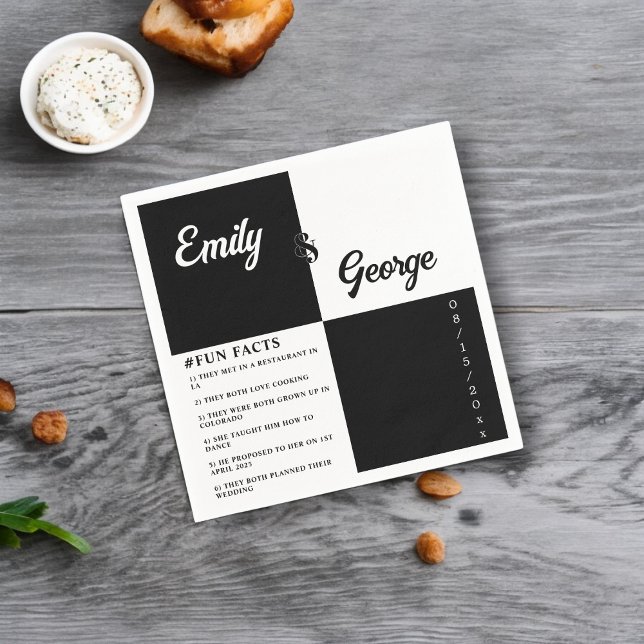 Elegant Black And White Chic Modern Simple Wedding Napkin (Creator Uploaded)