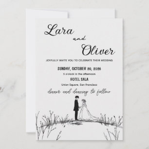 elegant black and white chic wedding invittion invitation