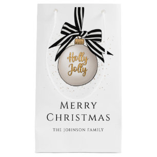 Elegant Black And White Christmas Bauble Small Gift Bag