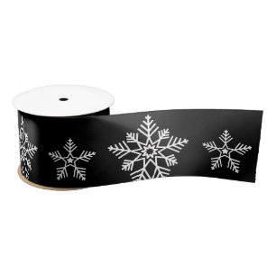Elegant Black and White Christmas Elements Satin Ribbon