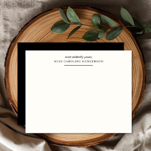 Elegant Black and White Classic Flat Note Card