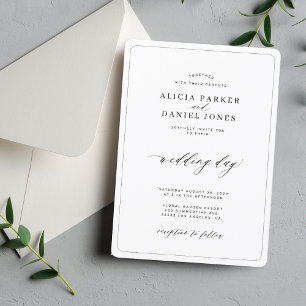 Elegant black and white classic formal wedding invitation