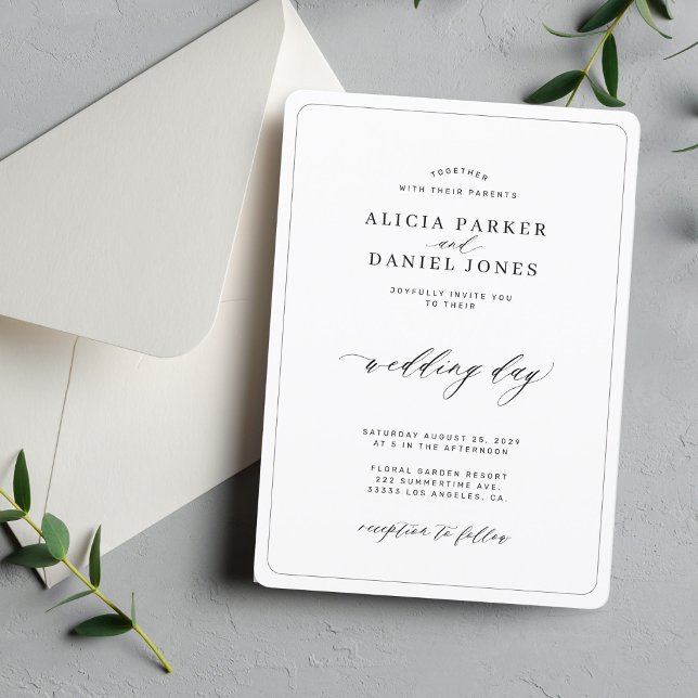 Elegant black and white classic formal wedding  invitation (Creator Uploaded)