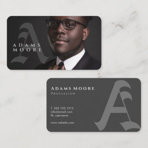 Elegant Black and White Classic Monogram Photo Business Card