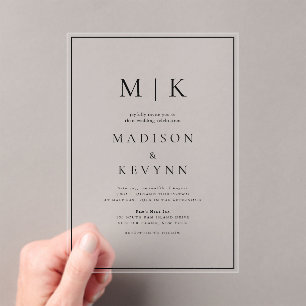 Elegant Black and White Classic Wedding  Acrylic Invitations