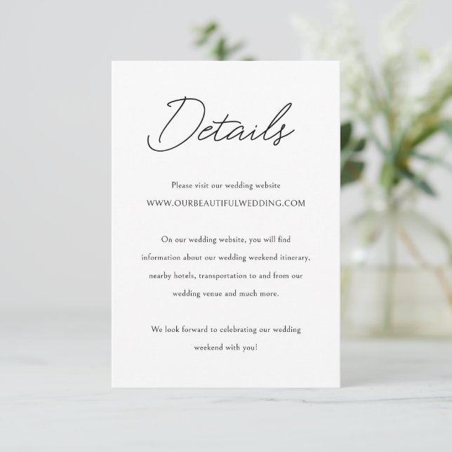 Elegant Black and White Classic Wedding Enclosure Card (Standing Front)