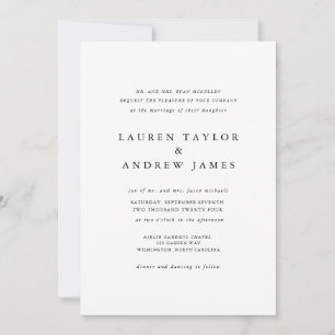 Elegant Black and White Classic Wedding Invitation