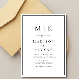 Elegant Black and White Classic Wedding Invitation