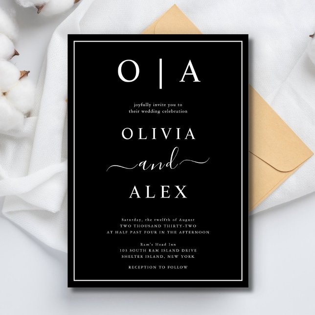 Elegant Black and White Classic Wedding Invitation (Creator Uploaded)