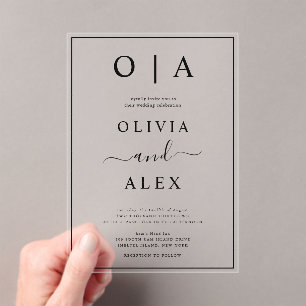 Elegant Black and White Classic Wedding Invitation