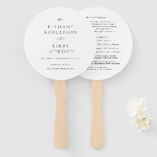 Elegant Black and White Classic Wedding Program Hand Fan