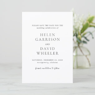 Elegant Black and White Classic Wedding Save The Date