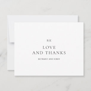 Elegant Black and White Classic Wedding Thank You Card