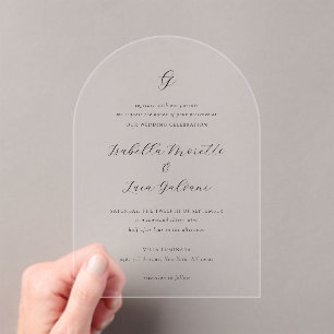 Elegant Black and White Coastal Chic Wedding Acrylic Invitations