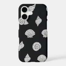 Elegant Black and White Coastal Seashells 