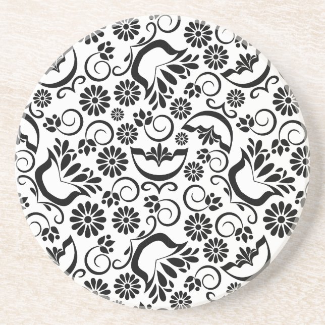 Elegant black and white coaster (Front)