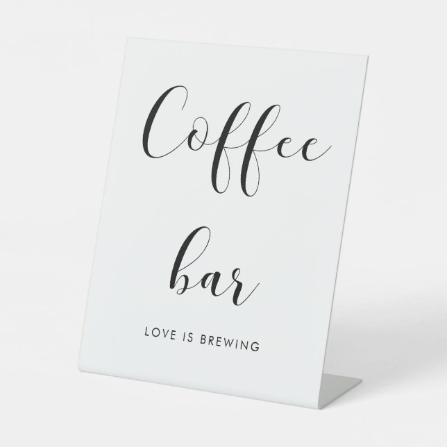 Elegant Black and White Coffee Bar Pedestal Sign (Front)