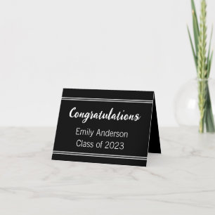 Elegant Black and White Congratulations Graduation Thank You Card