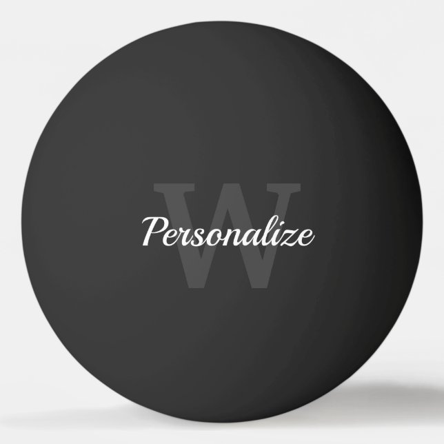 Elegant black and white custom name table tennis ping pong ball (Front)