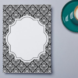 Elegant Black and White Damask Blank Invitation